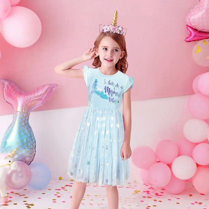 Kids Girl Mermaid Sequins Tutu Birthday Party Dresses childrensterritory
