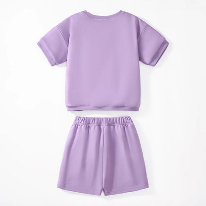 Kids Girls Cartoon Rabbits Design Summer Tracksuit Set childrensterritory