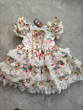 Kids Girls Floral Print Lace Patchwork Summer Princess Dress