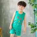 Kid Boy Girl Cartoon Design Sleeveless Cotton Vest and Pajamas Sets childrensterritory