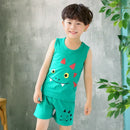 Kid Boy Girl Cartoon Design Sleeveless Cotton Vest and Pajamas Sets childrensterritory