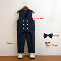 3 Pieces Kids Boys Formal Suit in 5 Colors (Vest Pants Bow-tie)