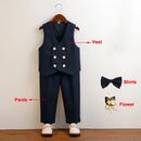 3 Pieces Kids Boys Formal Suit in 5 Colors (Vest Pants Bow-tie)