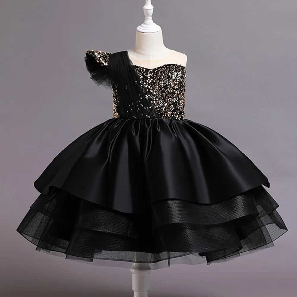 Elegant Kids Girls Sequin Design Formal Evening Party Dresses