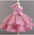 Kids Girls Sequins and Bow Design Birthday Party Flower Dresses