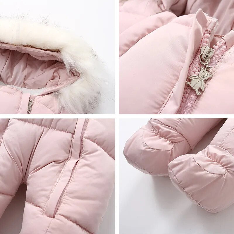 Baby Thick Warm Hooded Fleece Rompers Snowsuit childrensterritory