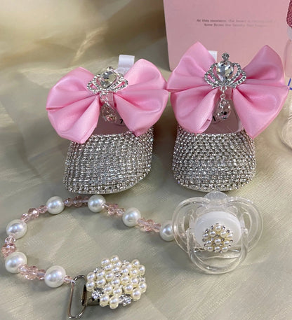 Luxury Keepsake Diamond Baby Bottles and Shoes Headband Set childrensterritory