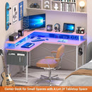 Corner Gaming Desk With LED Lights and Storage Shelves childrensterritory