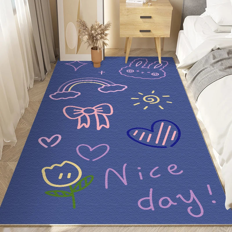 Cute Cartoon Girly Large Area Rugs for Kids Bedroom, Living Room childrensterritory