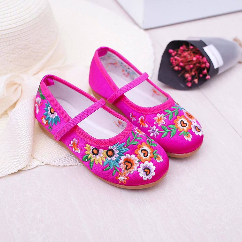 Embroidery Design Soft Leather Shoes For Girls childrensterritory