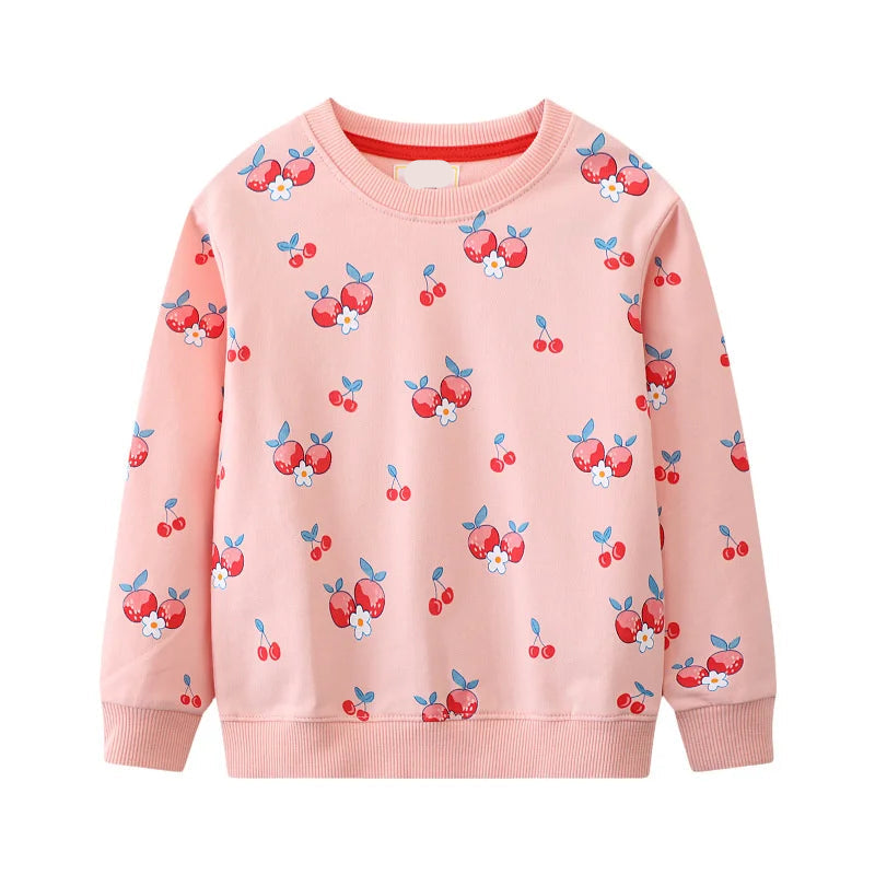Long Sleeve Cartoon Embroidery Children Girls Sweatshirts childrensterritory