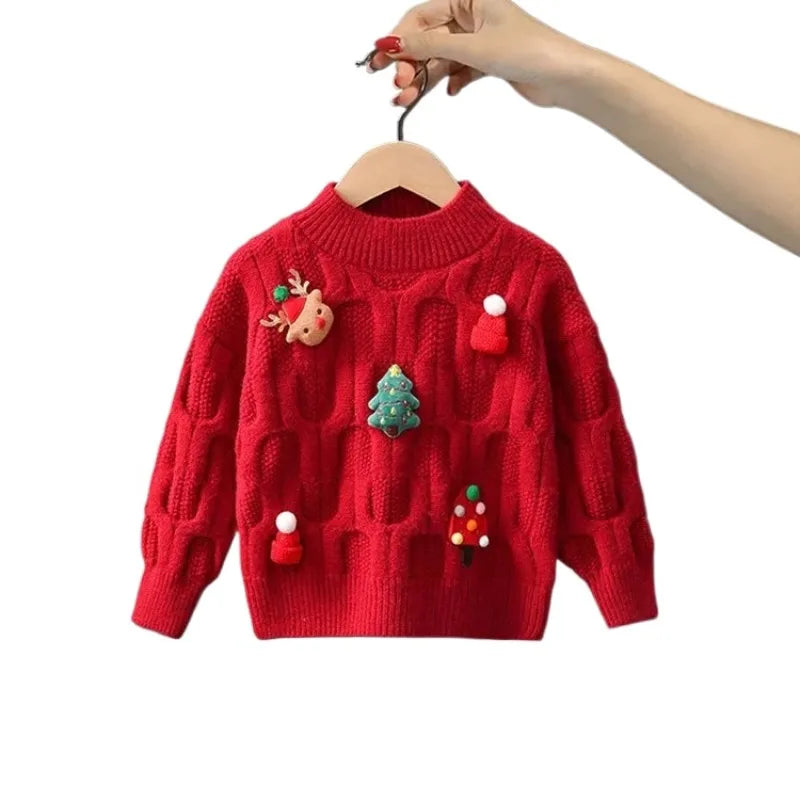 Baby Warm Knitted Cartoon Pattern Sweaters For Christmas childrensterritory