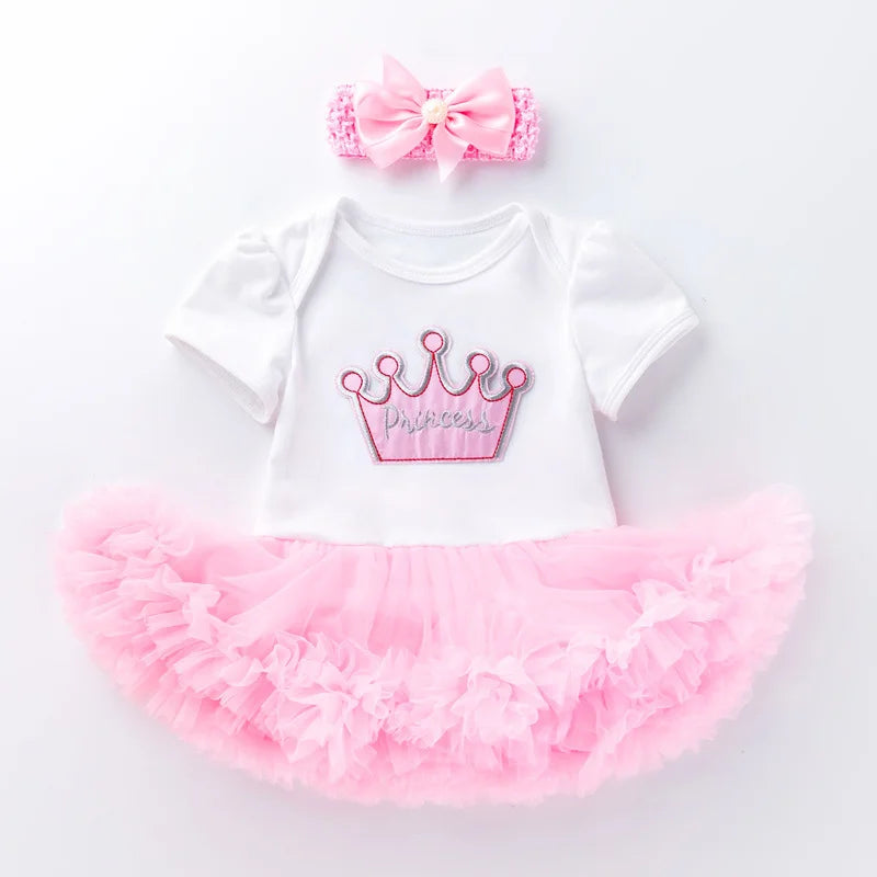 Newborn Girls White Bodysuit with Pettiskirt Tutu Outfits