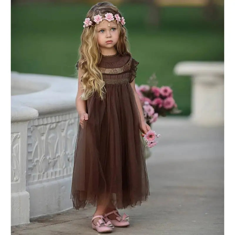 Kids Girls Lace Design Bohemia Style Summer Princess Party Dresses childrensterritory