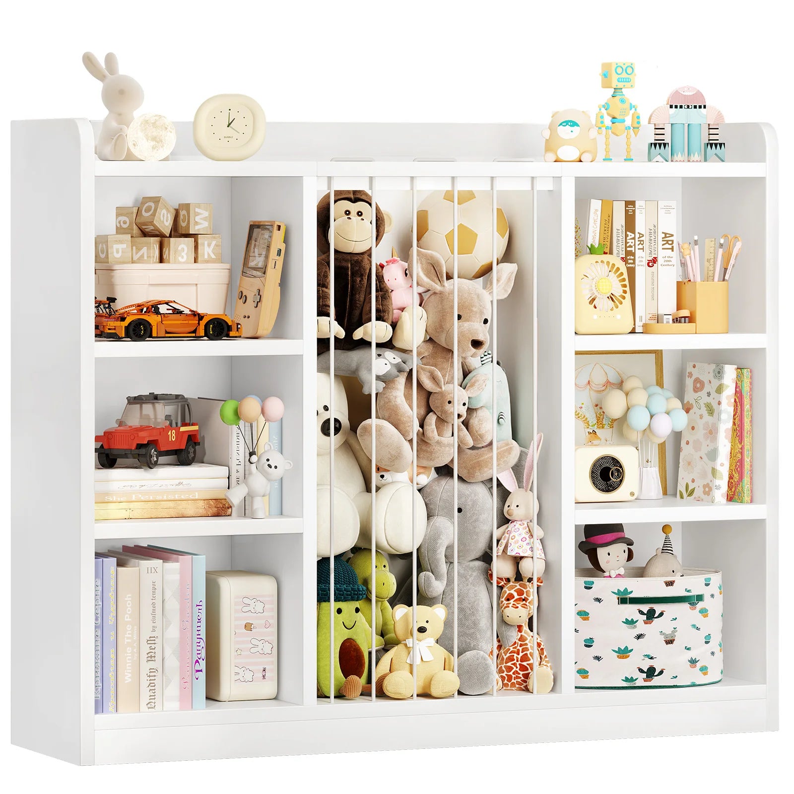 Plush Toy Organizers with 8 Storage Cubbies for Kids Rooms