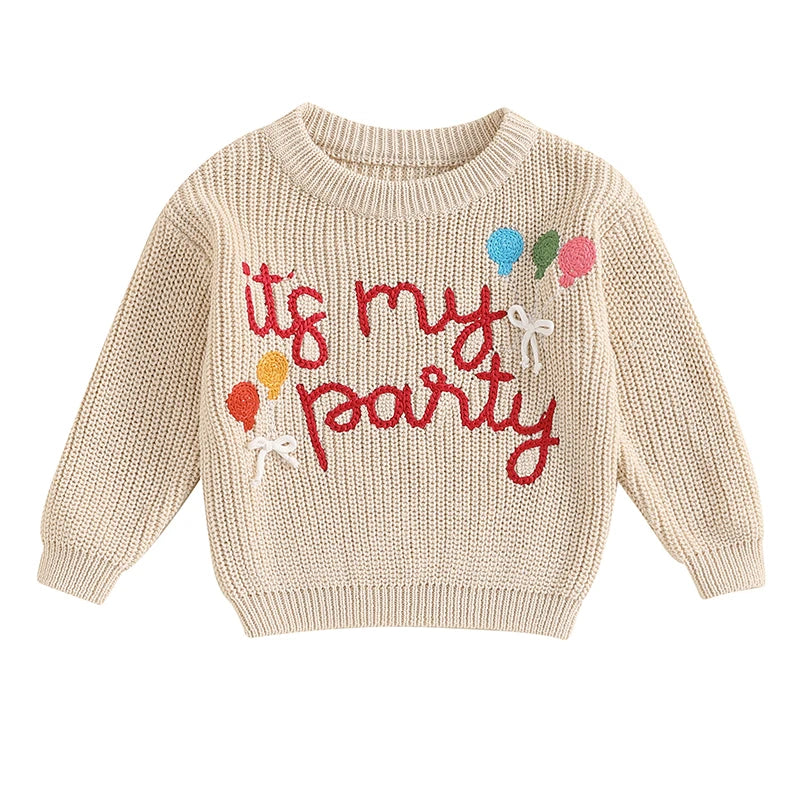Toddler Girls Letter Print Knitted Warm Autumn Sweaters
