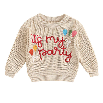 Toddler Girls Letter Print Knitted Warm Autumn Sweaters