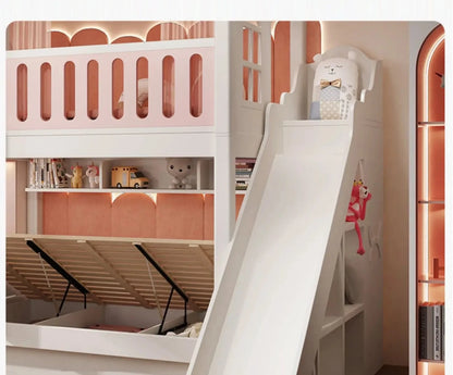 Kids Castle Bunk Bed with Treehouse and High Guardrails childrensterritory