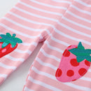 Girls Strawberry Print Striped Cotton Leggings childrensterritory
