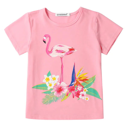 Kids Girls Cartoon Animal Print T-shirts Shorts Pajamas Set childrensterritory