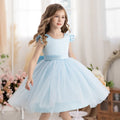 Kids Girls Big Bow Design Tulle Princess Dresses for Summer childrensterritory