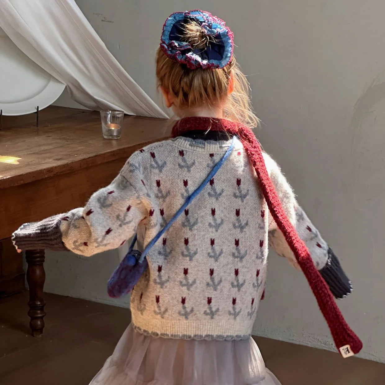 Girls' Long-Sleeved Printed Winter Sweater