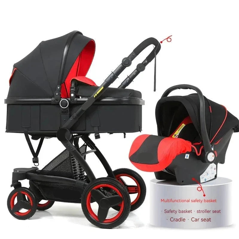 3-in-1 Foldable Baby Carriage Prams With Car Seat