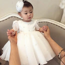 Kids Girls' White Round Neck Princess Dress for Birthday/Wedding childrensterritory