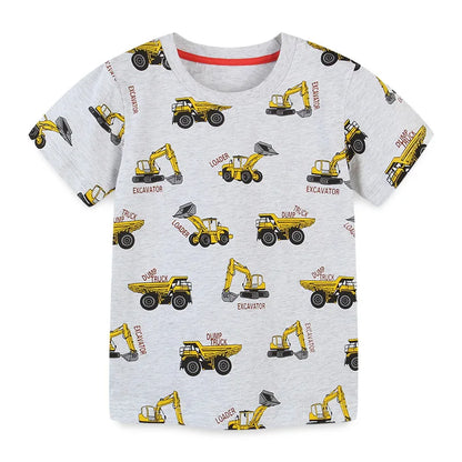 Little Boys Cartoon Excavator Pattern Cotton T-Shirts childrensterritory
