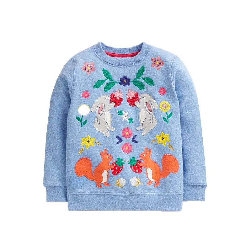 Animals Embroidery Kids Long Sleeve Sweatshirts childrensterritory
