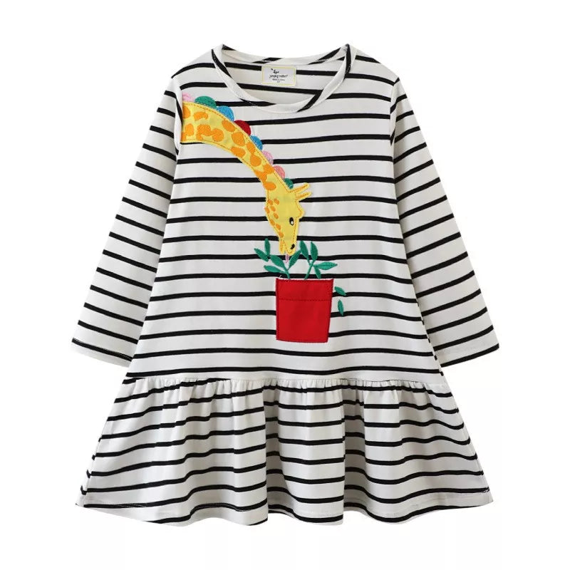 Kids Girls Cartoon Animal Design Princess Dress for Autumn childrensterritory