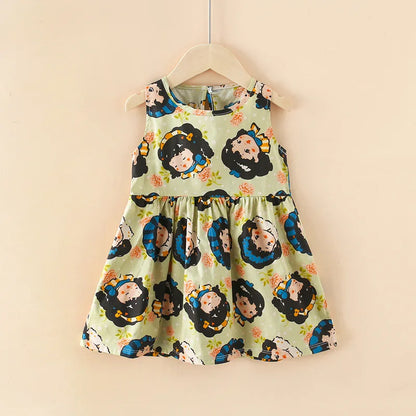 Kids Girls Cartoon Pattern Summer Party Dresses