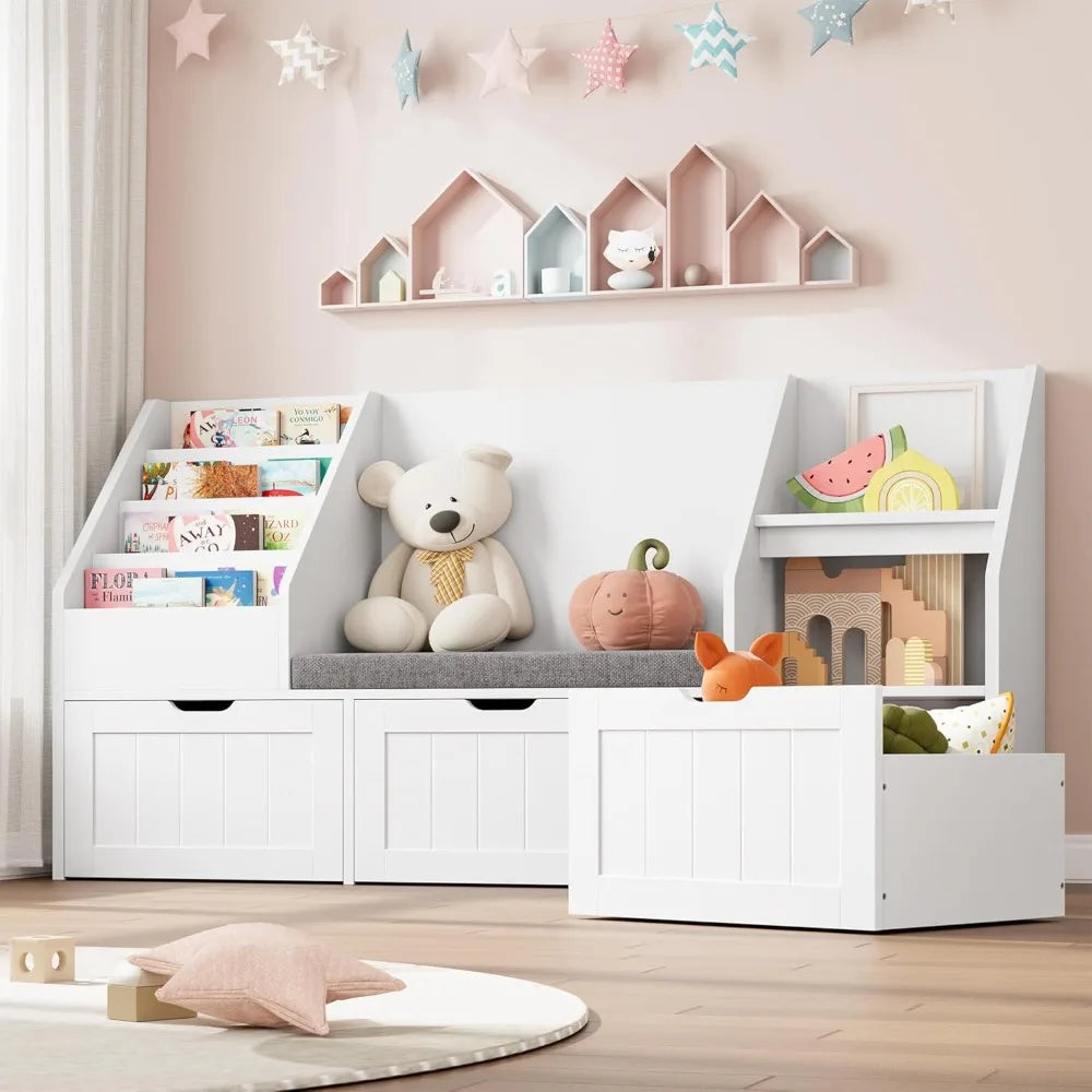 Kids Toy Organizer and Bookshelf with Reading Nook childrensterritory