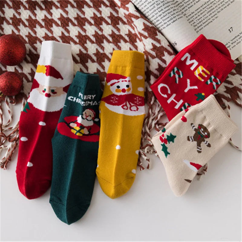 Kids Cartoon Print 5 Pairs Winter Socks childrensterritory