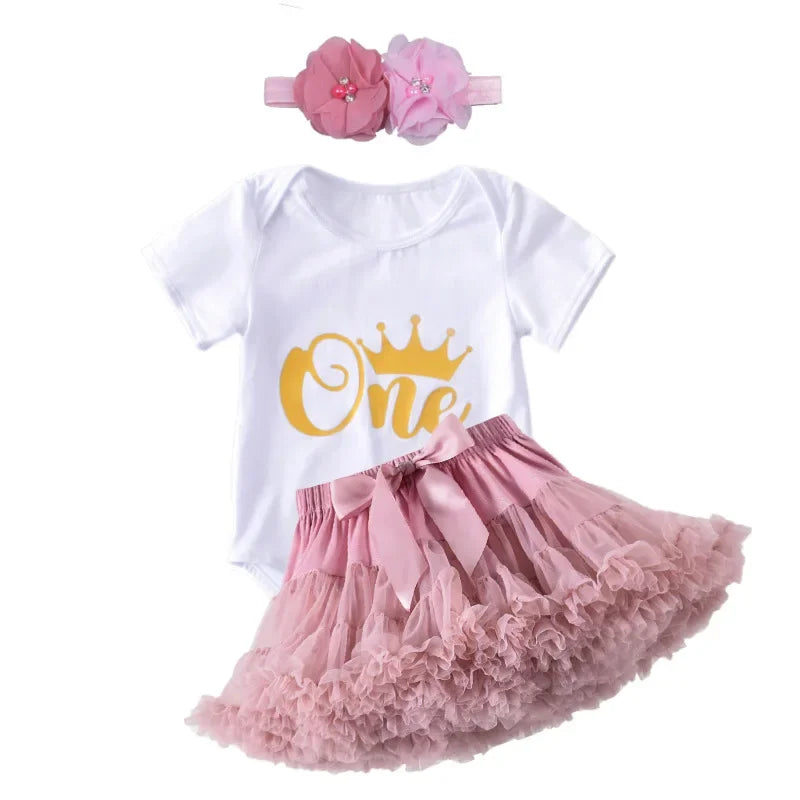 Newborn Girls White Bodysuit with Pettiskirt Tutu Outfits childrensterritory