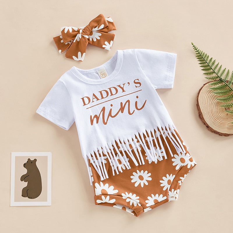 Baby Girl Letter Printed T-shirt with Flower Shorts and Hairband childrensterritory