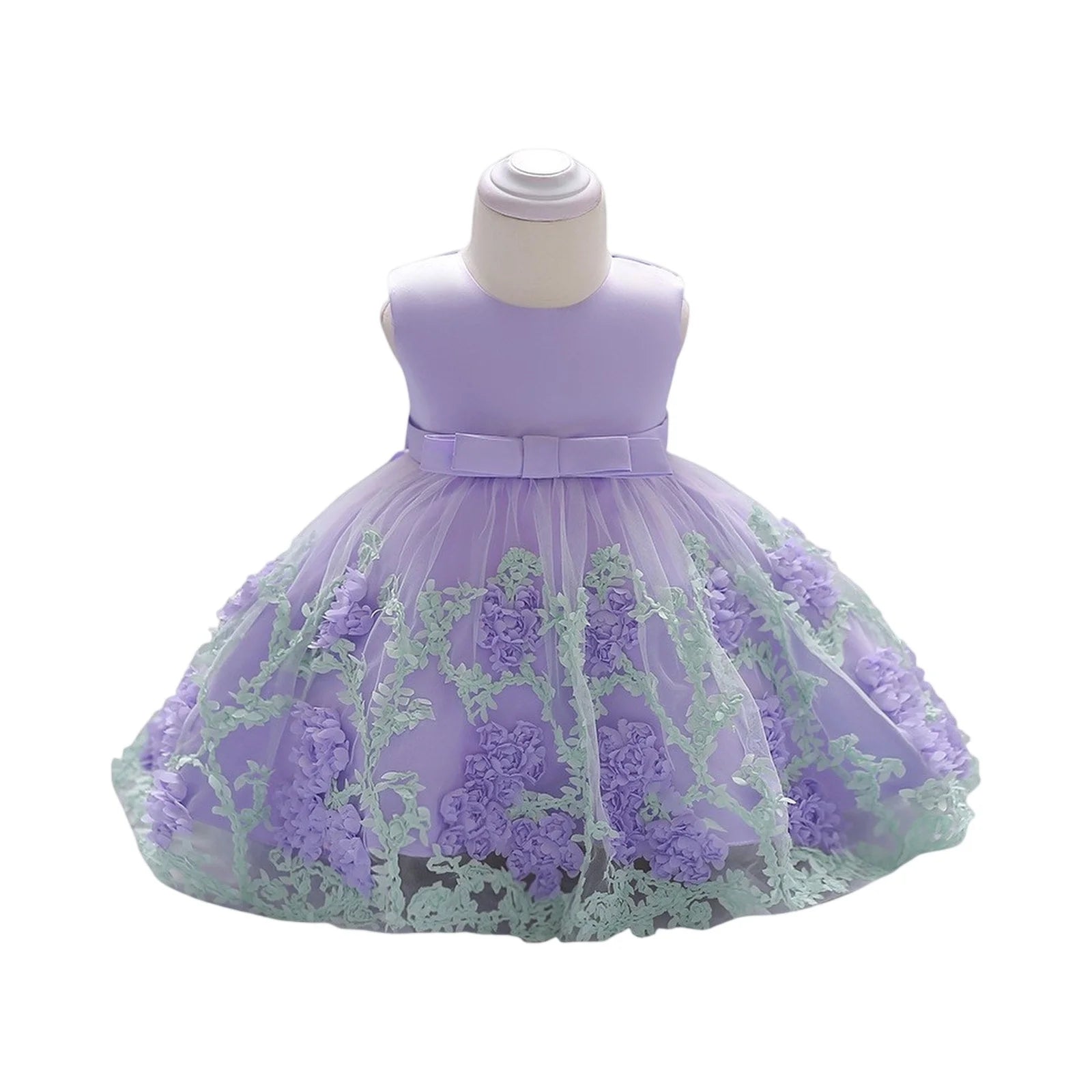 Sleeveless Flower Print Party Dresses For Girls