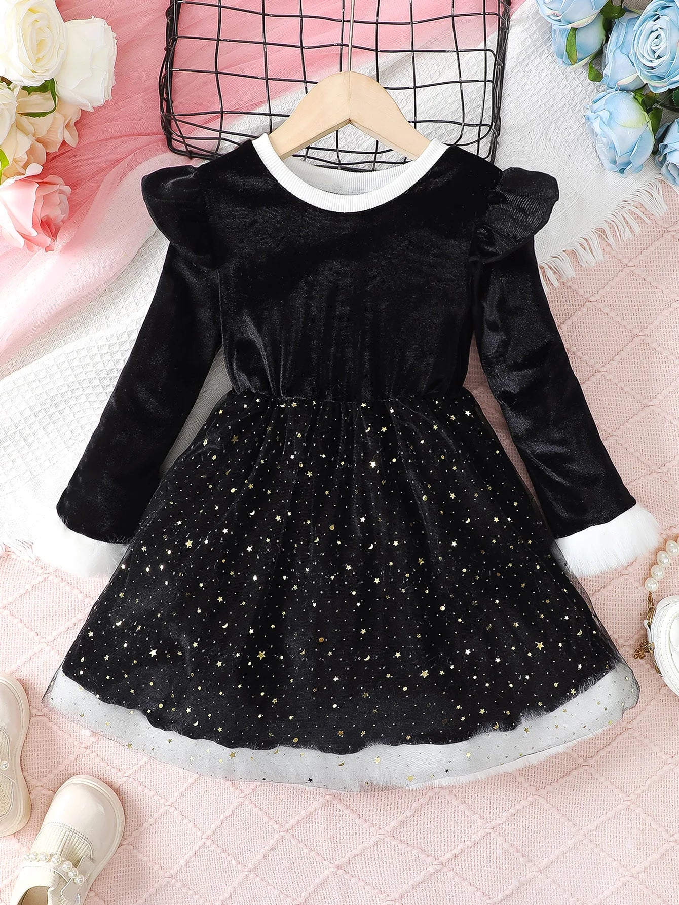 Girls' Long-Sleeved Christmas Party Dresses