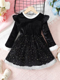 Girls' Long-Sleeved Christmas Party Dresses childrensterritory