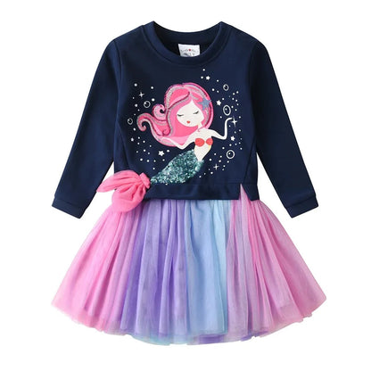 Kids Girls Mermaid Patchwork Sweater Dress childrensterritory