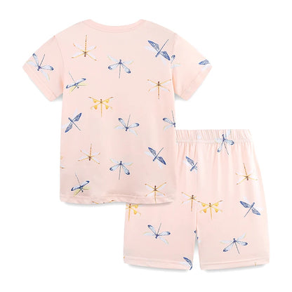 Dragonfly Cartoon Print Summer Clothing Sets for Girls childrensterritory