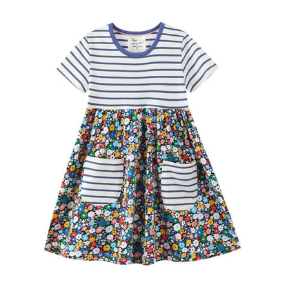 Cute Dinosaurs Unicorns Print Kids Girls Summer Dresses childrensterritory