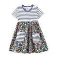 Cute Dinosaurs Unicorns Print Kids Girls Summer Dresses childrensterritory