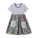 Cute Dinosaurs Unicorns Print Kids Girls Summer Dresses childrensterritory