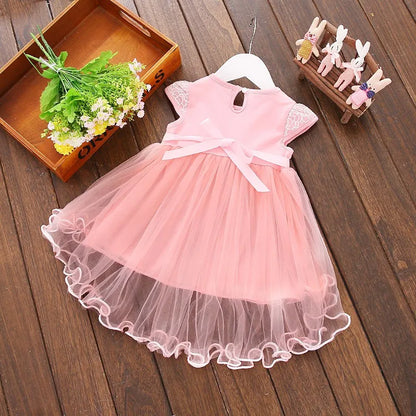 Baby Girl Flower Lace Bow Summer Princess Dress For Party childrensterritory