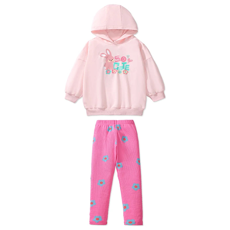 Cotton Rabbits Design Hoodie Sets for Kids Girls childrensterritory