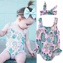 Baby Girl Cactus Print Tankini Bikini Swimsuit and Headband childrensterritory