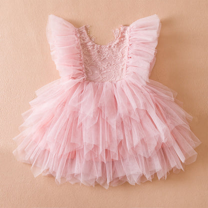 Baby Girl Ruffle Lace Tutu Princess Dress for Wedding and Birthday childrensterritory