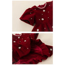 LIttle Girls' Pearl Design Thick Warm Fleece Party Dresses childrensterritory