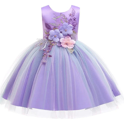 Girls Floral Design Tutu Elegant Party Dresses
